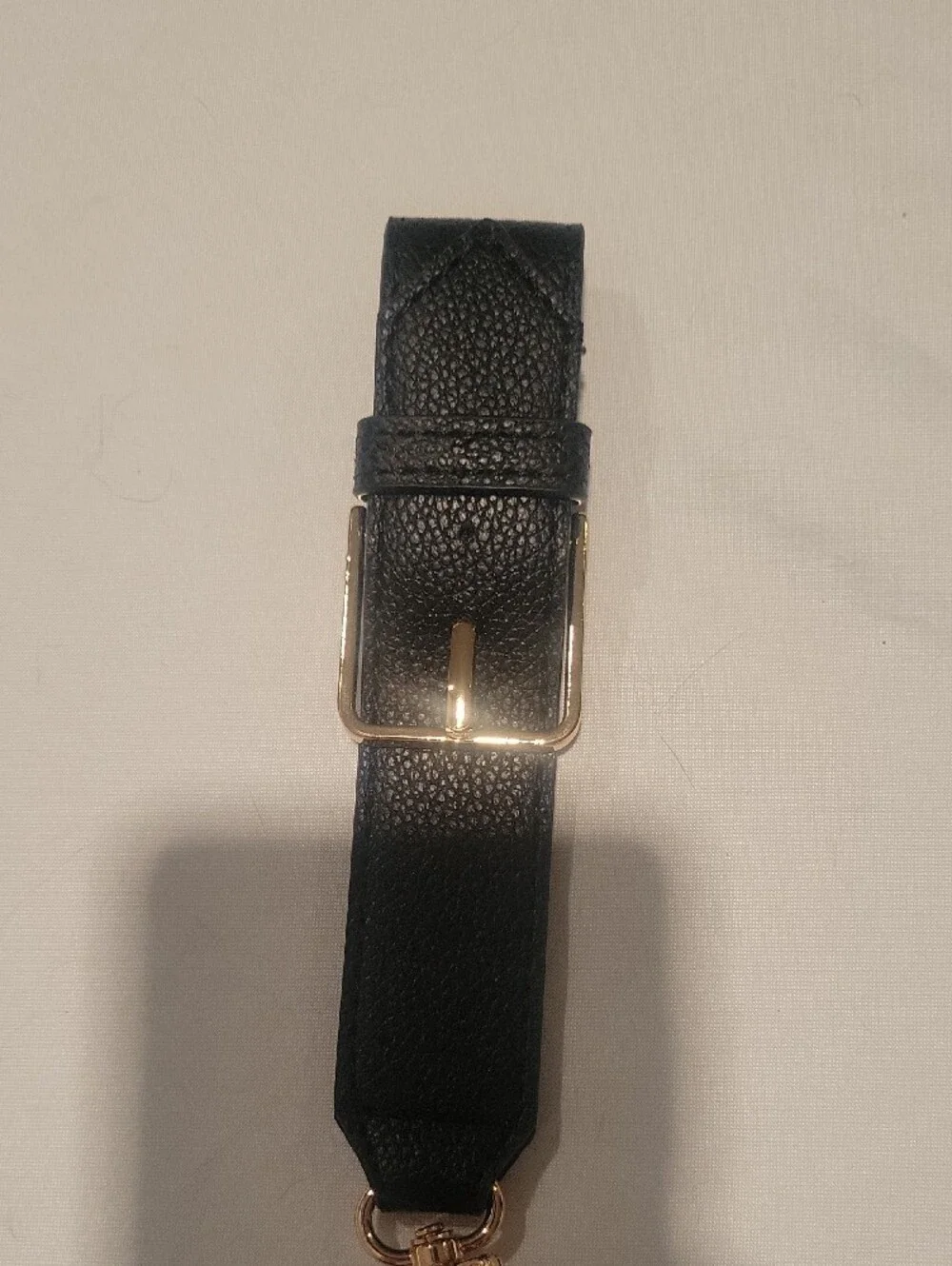 Anne Klein Black Pebbled Leather Credit Card Wristlet with Gold Hardware
